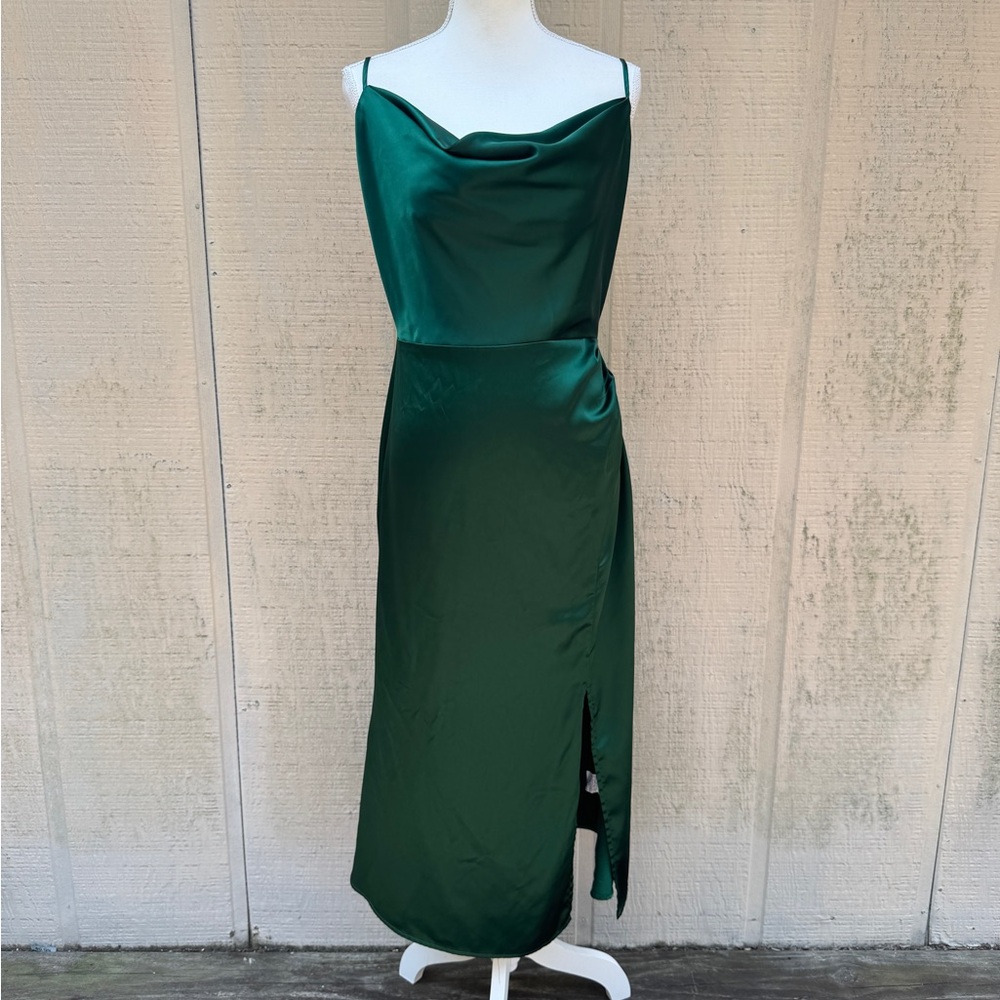 RIHOAS Deep Green Satin Evening  Dress